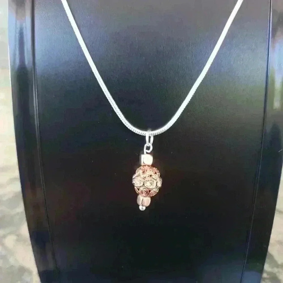 Sterling Silver Necklace with Rhinestone Charm - Picture 1 of 3